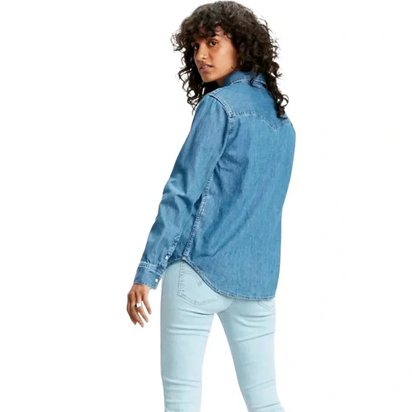 Levi's Essential Western Vintage Y2K Shirt Jacket Shacket Small PETITE - Picture 5 of 11